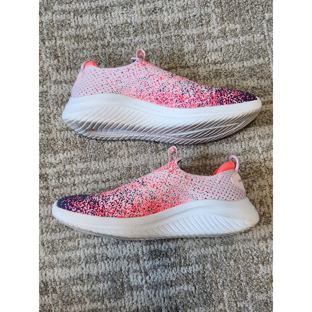 SKECHERS girl Ultra Flex 3.0 Speckled Slip-On Athletic Shoes Pink blue size 3
